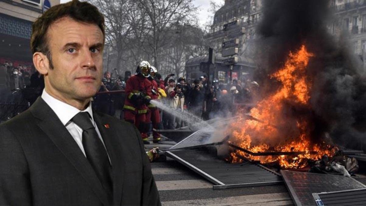 Fransa'yı yangın yerine çeviren hareketler sonrasında Macron'dan zeytin dalı! Sendikalarla görüşecek