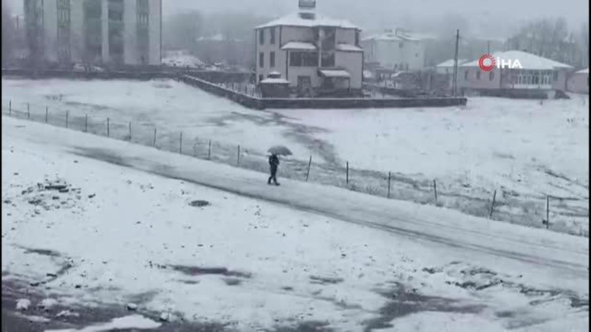 Karlıova'da kar yağışı tesirli oldu, ilçe beyaza büründü