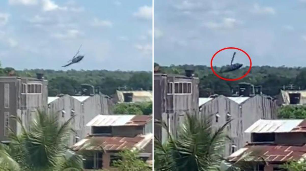 Kolombiya'da askeri hava aracı yere çakıldı! 4 askerin hayatını kaybettiği kaza kameralara yansıdı