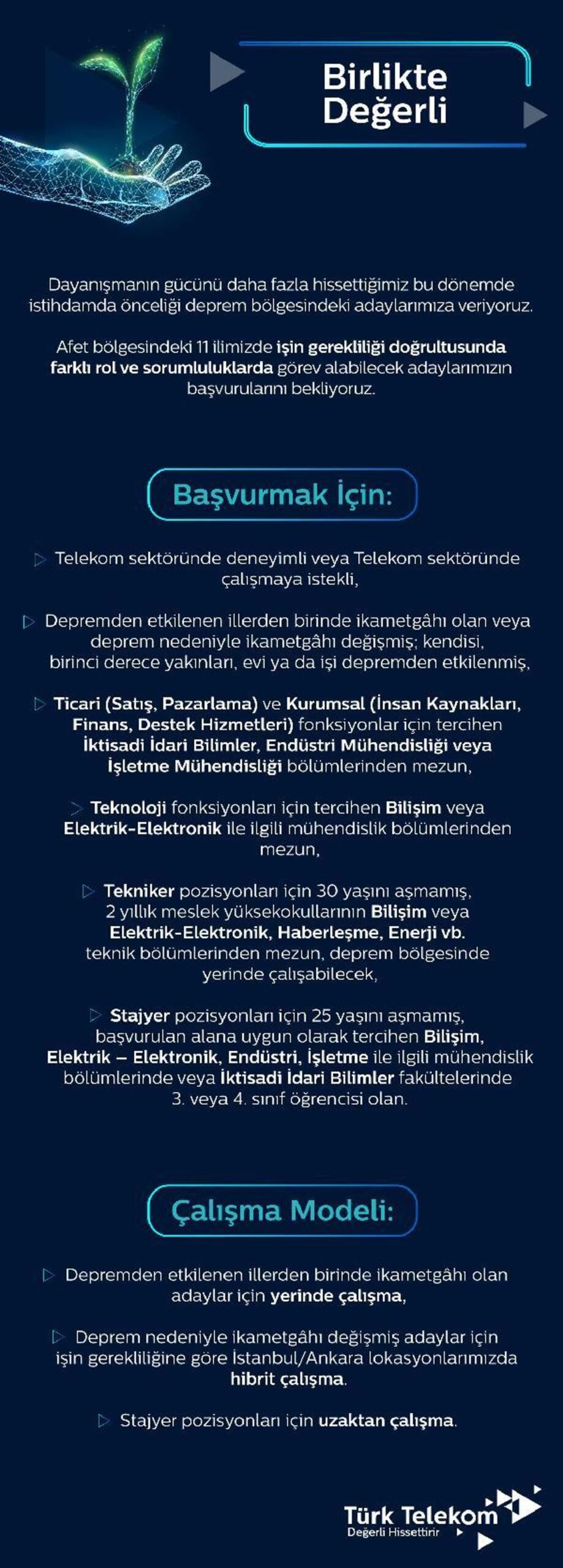 Türk Telekom'dan zelzele bölgesinde istihdam önceliği