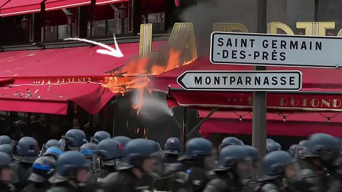 Fransa'da tansiyon hala tavada! Aksiyoncular, Macron'un favori lokantasını yaktı