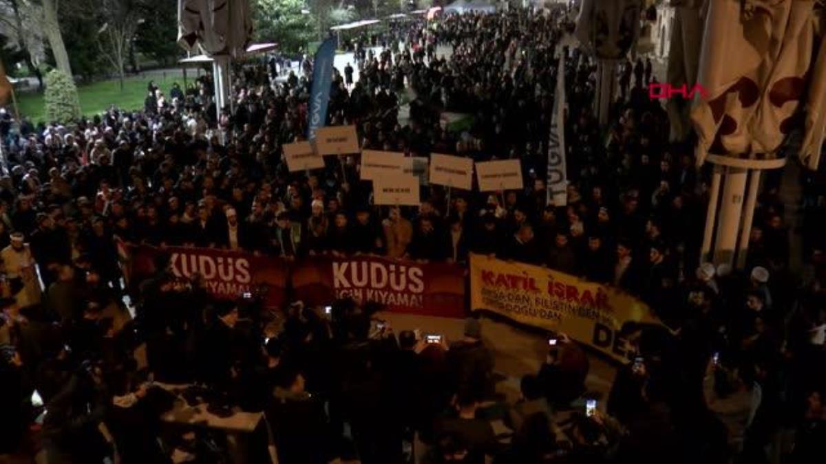 İSTANBUL-FATİH'TE MESCİD-İ AKSA'YA YAPILAN BASKIN PROTESTO EDİLDİ