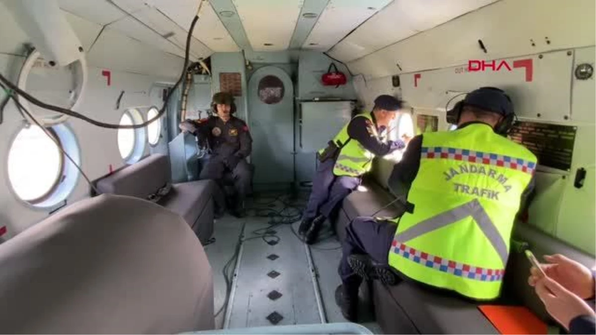 Kocaeli Jandarma Helikopteri Takviyeli Trafik Kontrolü Yaptı