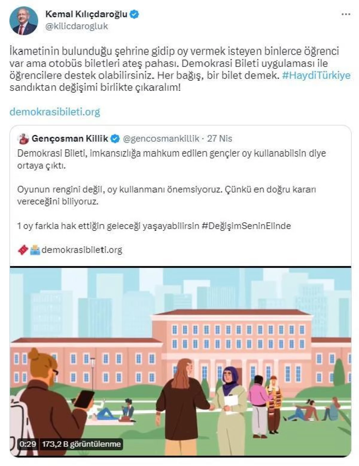 Kılıçdaroğlu 'Demokrasi Bileti' uygulamasına takviye daveti yaptı