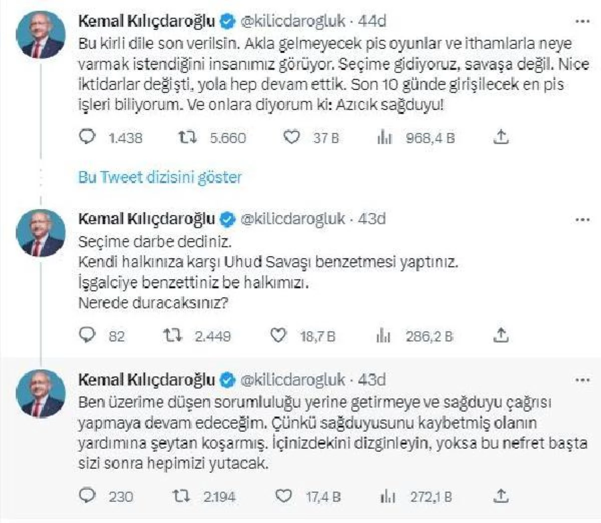 Kılıçdaroğlu: Seçime gidiyoruz, savaşa değil